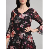 Curvydrobe Georgette Printed Mini Womens A-line Dress - Black ( Pack of 1 ) - None