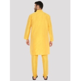 Maharaja - Yellow Silk Regular Fit Mens Kurta Pyjama Set ( Pack of 1 ) - None