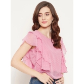 Women Red Ruffles Georgette Crop Top