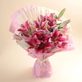 6 Beautiful Pink Oriental Lilies Bouquet