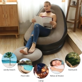 Inflatable Lounge Chair for Adults Flocking Air Couch Sofa for Gaming Bedroom Indoor Outdoor AIR SOFA CHAIR SOFA Inflatable Air Chair Footrest Stool Furniture