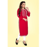 Kapadia - Red Rayon Women''s Straight Kurti ( Pack of 1 ) - None