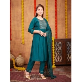 Aarika Dark Green Silk Girls Kurta and Pant Set ( Pack of 1 ) - None