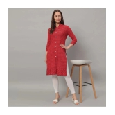 Glito Cotton Blend Checks Front Slit Womens Kurti - Red ( Pack of 1 ) - None