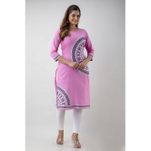 FABRR - Pink Cotton Women's Straight Kurti ( Pack of 1 ) - None