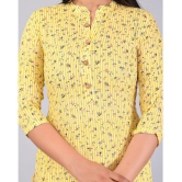 MAUKA Rayon Printed Straight Womens Kurti - Yellow ( Pack of 1 ) - None