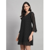 Curvydrobe Georgette Printed Mini Womens A-line Dress - Black ( Pack of 1 ) - None