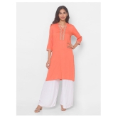 Globus - Peach Viscose Women''s Straight Kurti - M