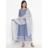 KIPEK - Blue Straight Cotton Women's Stitched Salwar Suit ( Pack of 1 ) - None