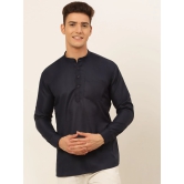 Jompers Men's Navy-Blue Solid Cotton Short Kurta-XXL / Navy-Blue