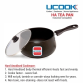 UCOOK by United Ekta Engg. 1.5 Litre Tea Pan | Chai Pan | Sauce Pan | Small Milk Pan | Coffee Pan | Milk Boiling | Baby Food Pan Hard Anodised Induction Base with Glass Lid, Black