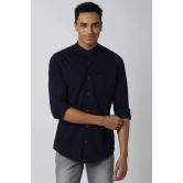 Men Navy Slim Fit Textured Full Sleeves Casual Shirt