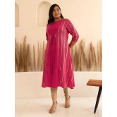 Janasya Crepe Striped A-line Womens Kurti - Pink ( Pack of 1 ) - None