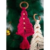 Macrame Christmas Tree - Red and White (Single Piece)-Red