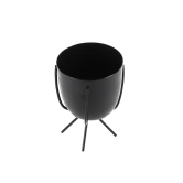 Black Metal Planter with Stand (Set of 2)-Black