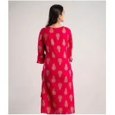 MAUKA - Red Rayon Womens Straight Kurti ( Pack of 1 ) - None