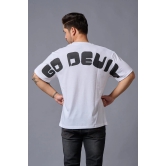 Go Devil (in Black) Printed White Oversized T-Shirt for Men M