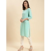 Rangita Women Sea Green Rayon Printed Knee Length Straight Kurti - None