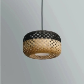 Bamboo Pendant Lamp: Handmade Wicker Light, Woven Hanging Ceiling Lamp for Living Room and Office, Set of 1-Black