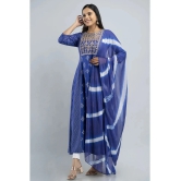 MAUKA - Blue Straight Rayon Womens Stitched Ethnic Gown ( Pack of 1 ) - None