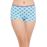 Clovia Blue Cotton Printed Womens Boy Shorts ( Pack of 1 ) - None