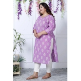 Swasti Cotton Printed Straight Womens Kurti - Purple ( Pack of 1 ) - None