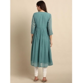 Janasya - Green Chiffon Women's Flared Kurti ( Pack of 1 ) - None