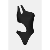 One Shoulder Tummy Control full Sleeve Halter One Piece Swimwear-XL / Nylon Elastane ( 78 % Nylon 20 % Elastane)