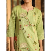 AMIRAS INDIAN ETHNICWEAR 100% Cotton Embroidered Asymmetrical Womens Kurti - Green ( Pack of 1 ) - None