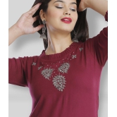 HIGHLIGHT FASHION EXPORT - Maroon Viscose Womens Straight Kurti ( Pack of 1 ) - XXL