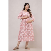 Frionkandy Pink Cotton Womens Maternity Dress ( Pack of 1 ) - 2XL