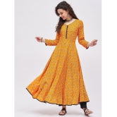 Tissu - Yellow Rayon Women''s Anarkali Kurti ( Pack of 1 ) - None