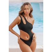 One Shoulder Tummy Control full Sleeve Halter One Piece Swimwear-XL / Nylon Elastane ( 78 % Nylon 20 % Elastane)