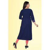 haya fashion - Navy Rayon Women's Straight Kurti ( Pack of 1 ) - None