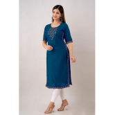 Kapadia - Teal Rayon Womens Straight Kurti ( Pack of 1 ) - None