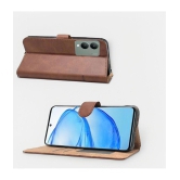 NBOX Brown Flip Cover Artificial Leather Compatible For Vivo Y28 ( Pack of 1 ) - Brown