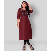 Rangrasiya - Maroon Cotton Blend Women's Straight Kurti ( Pack of 1 ) - L