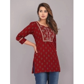 JC4U Rayon Printed Straight Womens Kurti - Maroon ( Pack of 1 ) - None