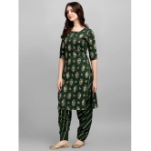 gufrina Rayon Printed Kurti With Salwar Womens Stitched Salwar Suit - Green ( Pack of 1 ) - None