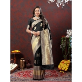 Black Soft Silk Woven Design Gold Zari Weaving Saree