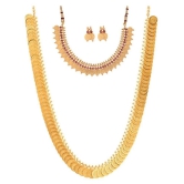 Zeneme Alloy Golden Contemporary Contemporary/Fashion Gold Plated Necklace set Combo - Golden