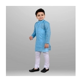 J D Creation - Turquoise Cotton Boys Kurta With Pyjama ( Pack of 1 ) - None