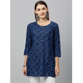 KIPEK - Navy Rayon Women's Straight Kurti ( Pack of 1 ) - None