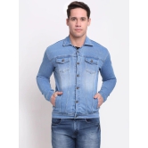 Rodamo Men Blue Washed Denim Jacket with Patchwork