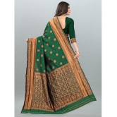 Om Shantam Sarees - Green Banarasi Silk Saree With Blouse Piece ( Pack of 1 ) - Green