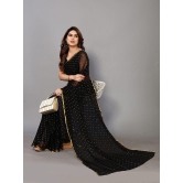 Rangita Women Embossed Printed Chiffon Saree With Blouse Piece - Black - Black