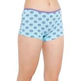 Clovia Blue Cotton Printed Womens Boy Shorts ( Pack of 1 ) - None