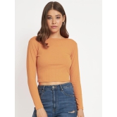 Women Light Orange cropped Full Sleeve T shirts