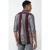 Men Grey Slim Fit Stripe Full Sleeves Casual Shirt