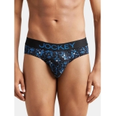 Jockey FP22 Men Super Combed Cotton Elastane Stretch Printed Brief - Black & Sky Diver - None